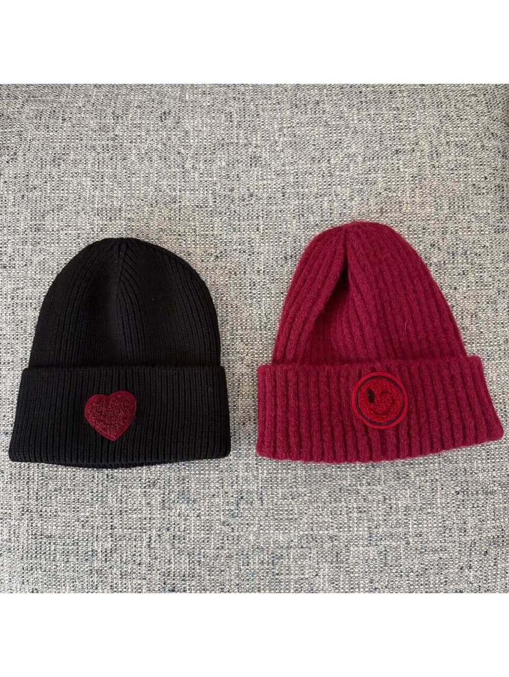 Black Heart & Red Smiley Beanies - Children Size